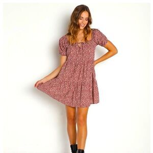 NWT babydoll dress mushroom print navy blue